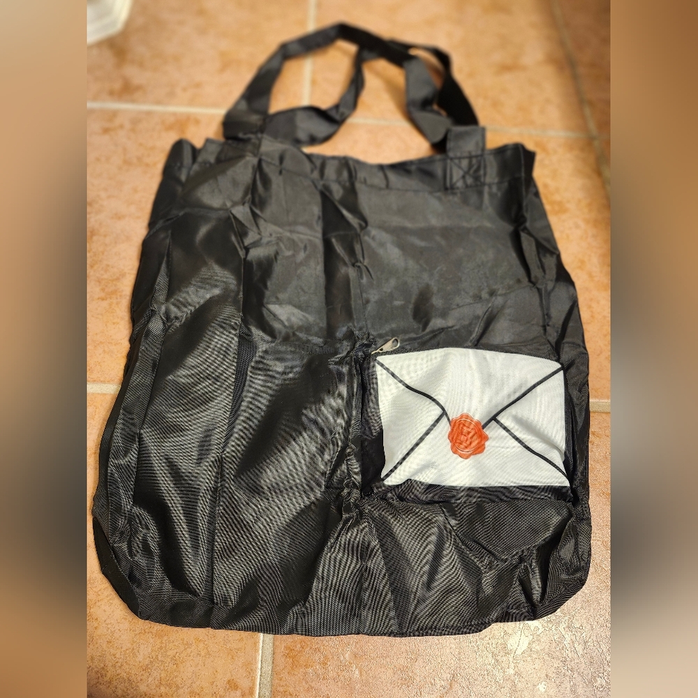 Harry Potter Hogwarts Black Foldable Tote Bag with Envelope Design